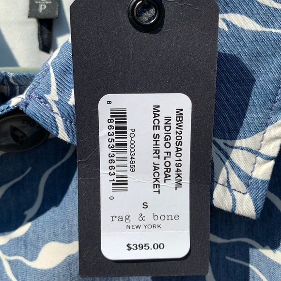 Nwt Rag & bone men’s mace indigo floral shirt jacket size small - Picture 5 of 11